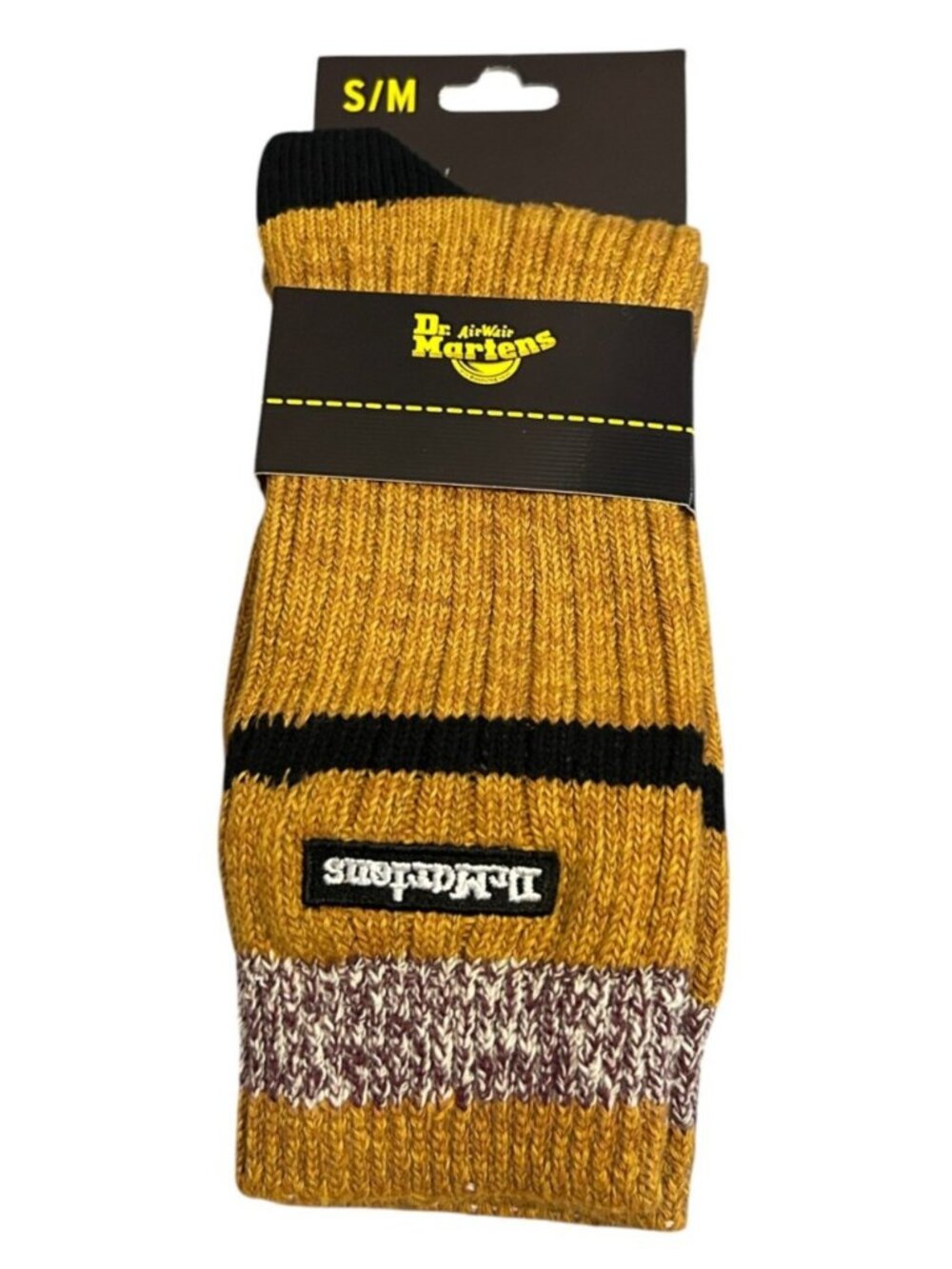 Dr Martens Women's Size S/M 3-8 Gold Black Crew Socks